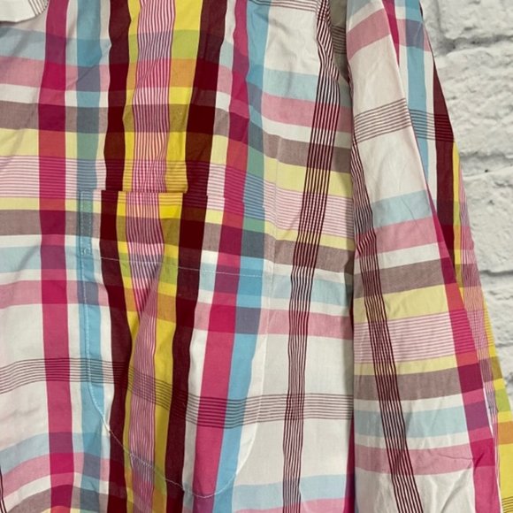 Peter Millar Weekender Finish Men Button Down Shirt Size XL Pink Blue Yellow Pla - Picture 3 of 7